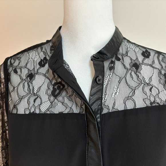 SALE 3️⃣ for $8! XS Black Lace & Leather Blouse // Express - Picture 5 of 5